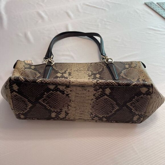 Coach Snake Print Shoulder Bag - Black and Tan - Picture 4 of 12